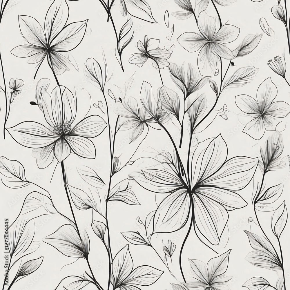 A collection of seamless black and white botanical line art patterns featuring elegant floral and leaf designs. Perfect for wallpaper, textile design, packaging, stationery, and digital backgrounds. A collection of seamless black and white botanical line art patterns featuring elegant floral and leaf designs. Perfect for wallpaper, textile design, packaging, stationery, and digital backgrounds.