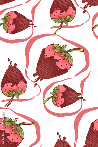 strawberry chocolate seamless pattern