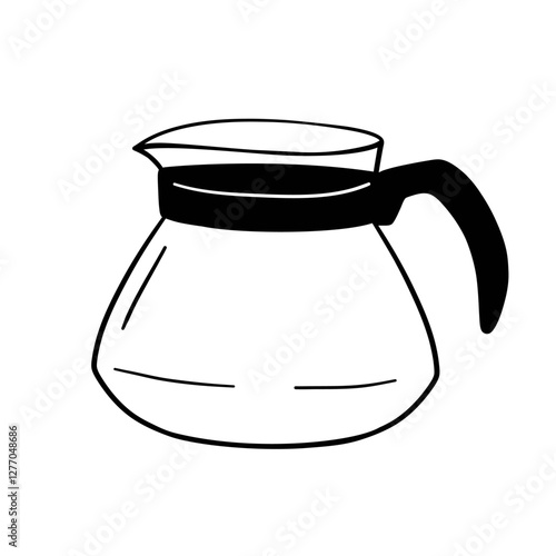 Coffee pot simple line art illustration. Coffee jug doodle art.