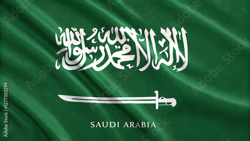 Official flag of the Kingdom of Saudi Arabia.
 photo