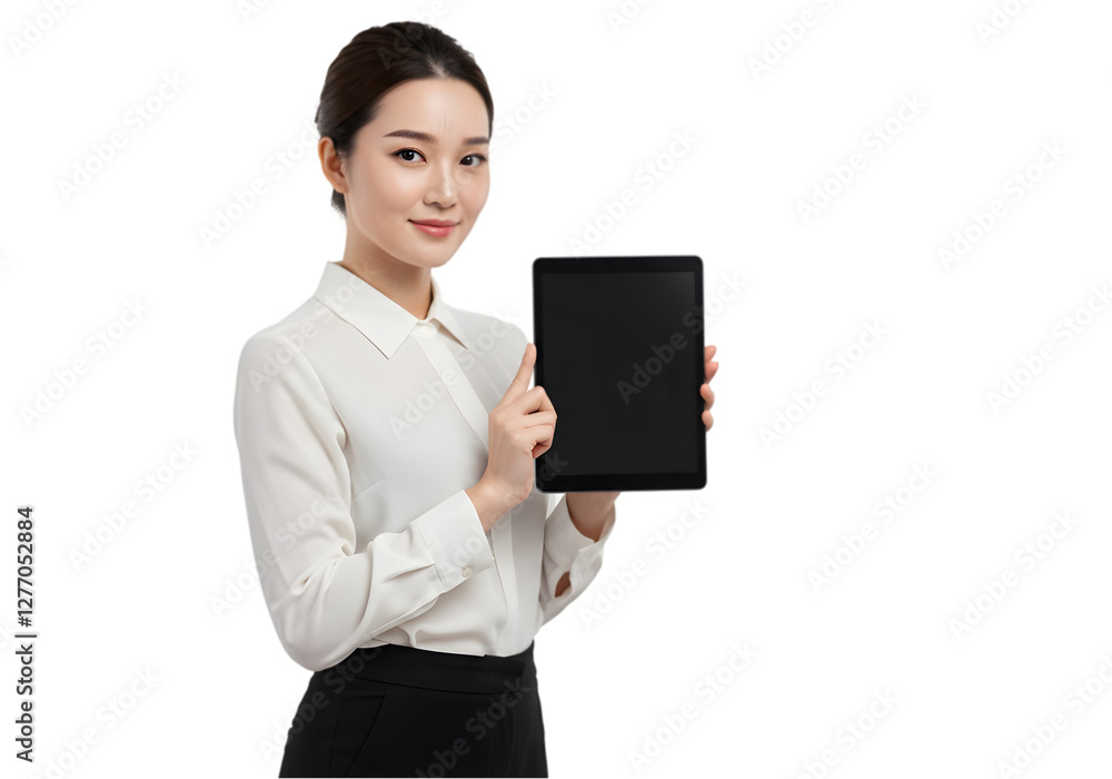 Asian woman holding tablet on png background Excited Asian girl on transparent background Asian woman holding tablet on png background Excited Asian girl on transparent background