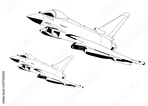 Eurofighter Typhoon combat aicraft, military jet fighter 