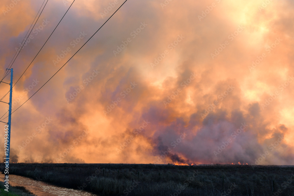 Middleton Fire near Stowell in Texas