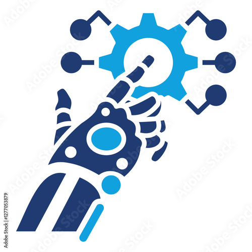 Robotic Hand Flat Blue Icon