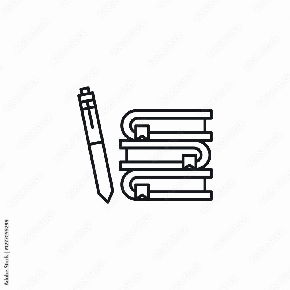 books stack pen icon sign vector books stack pen icon sign vector