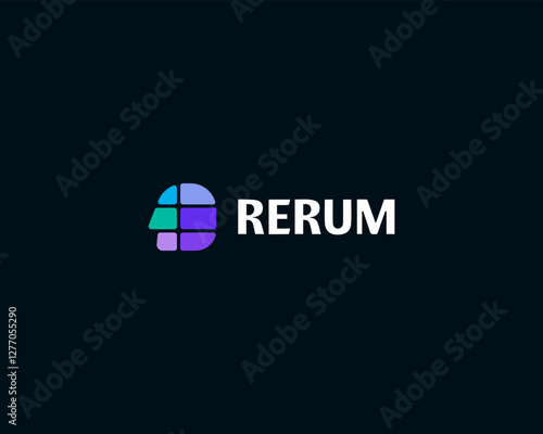 Abstract human from colorful shapes logotype. Creative iq education learning logo concept. Vector illustration.
