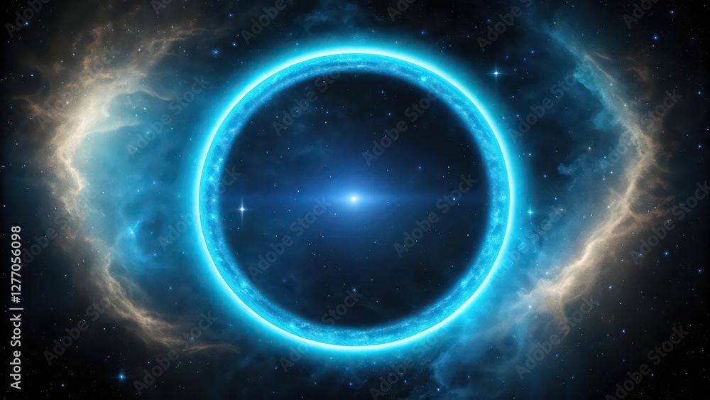 Fototapeta premium Celestial Nebula in Midnight Cosmos with Ethereal Starlight and Vivid Galactic Rings Wallpaper Background