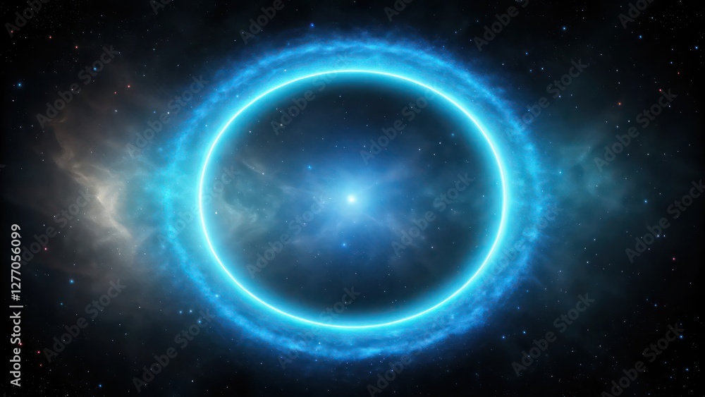 Fototapeta premium Celestial Nebula in Midnight Cosmos with Ethereal Starlight and Vivid Galactic Rings Wallpaper Background