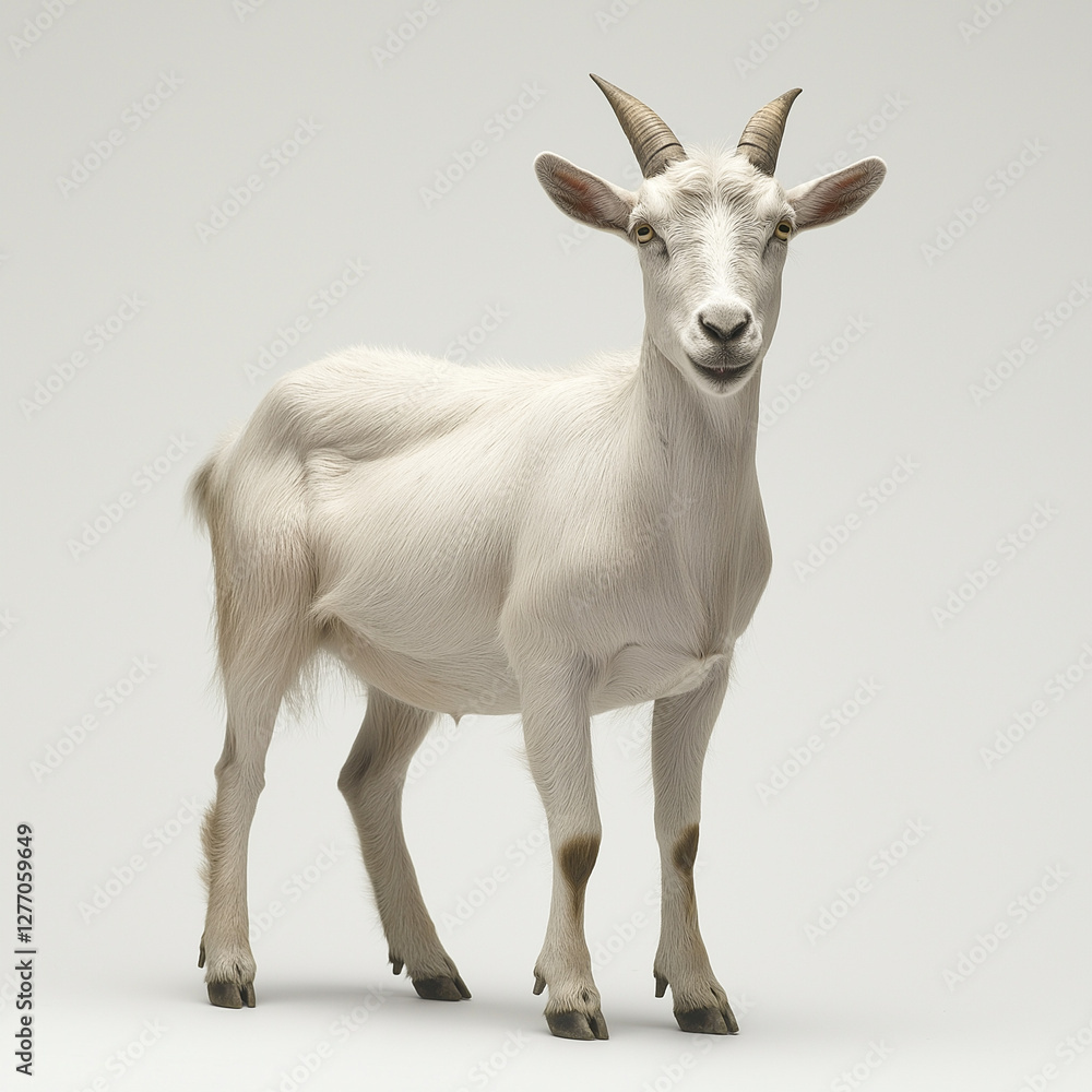 Fototapeta premium A Stunning White Goat Portrait in a Pristine Studio Setting