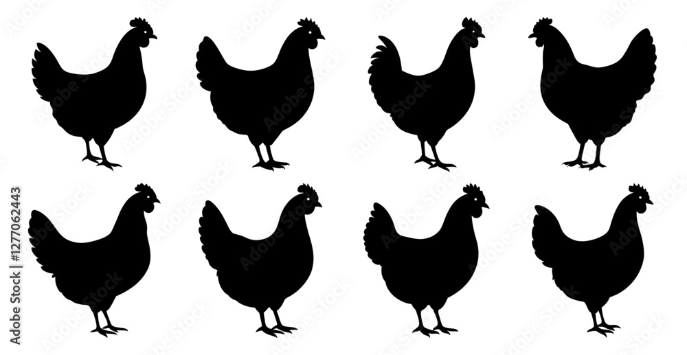 Chicken Hen Silhouette Bundle for Wildlife and Farm Animal Design Chicken Hen Silhouette Bundle for Wildlife and Farm Animal Design