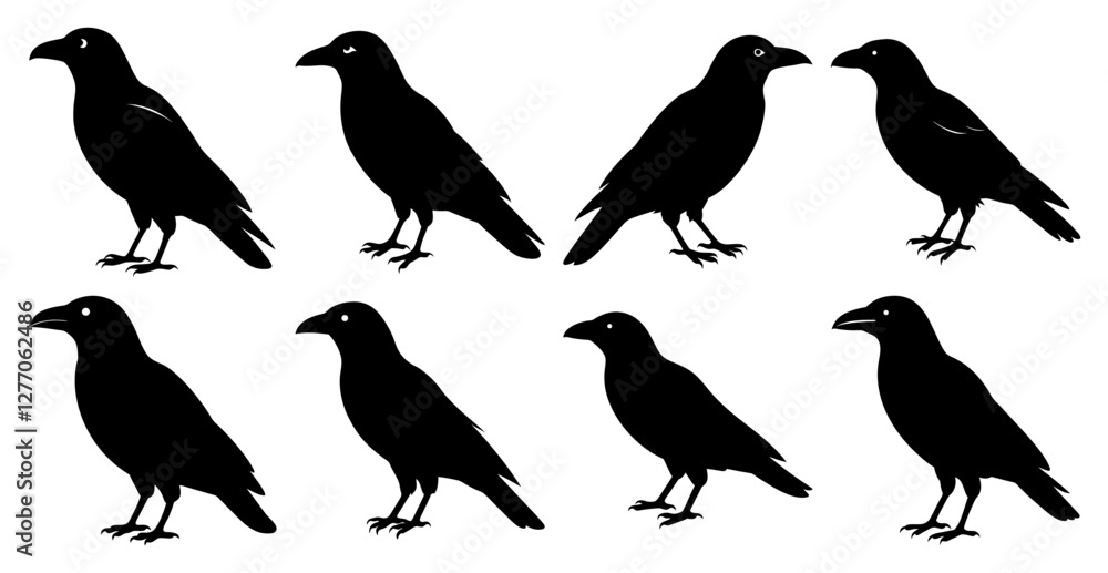 Fototapeta premium Crow Silhouette Bundle for Wildlife and Bird Design