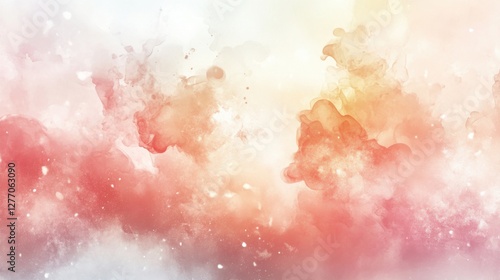 Abstract watercolor artwork with soft reds and pastels