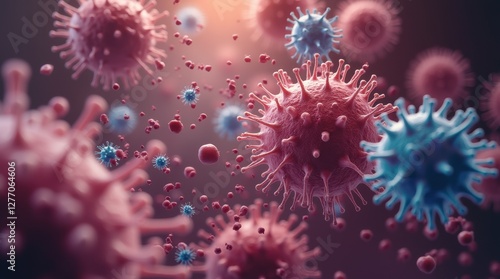 A highly detailed 3D medical animation depicting the immune response as white blood cells (leukocytes) aggressively attack invading pathogens