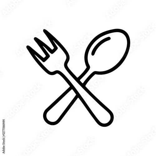 Vector icon of a fork and spoon crossed to represent utensils for menu