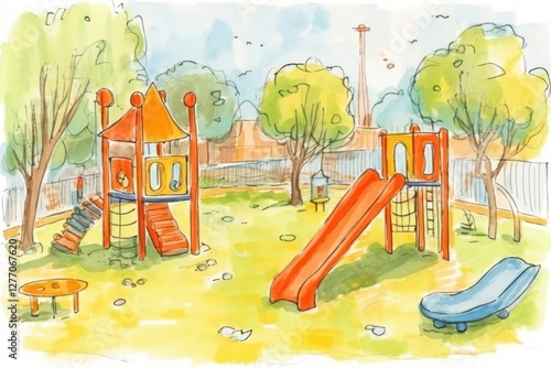 Wallpaper Mural Park playground outdoors drawing. Torontodigital.ca