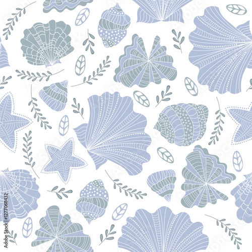Wallpaper Mural Shells, stars and corals. Ocean, underwater world. Seamless background for fabrics, textiles, packaging and wallpaper. Vector illustration Torontodigital.ca