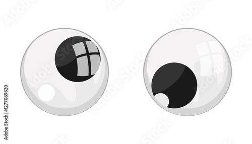 Toy plastic stupid eyes, funny stupid eyes, stupid look.