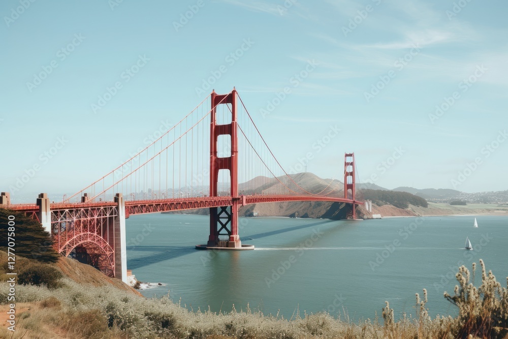 Obraz premium Golden gate bridge red architecture engineering.