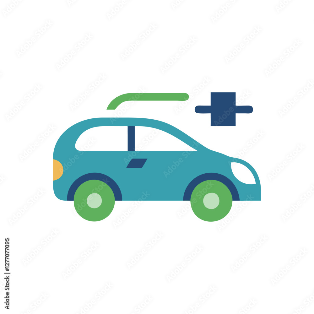 Fototapeta premium Hybrid Car Icon for Eco-Conscious Travel