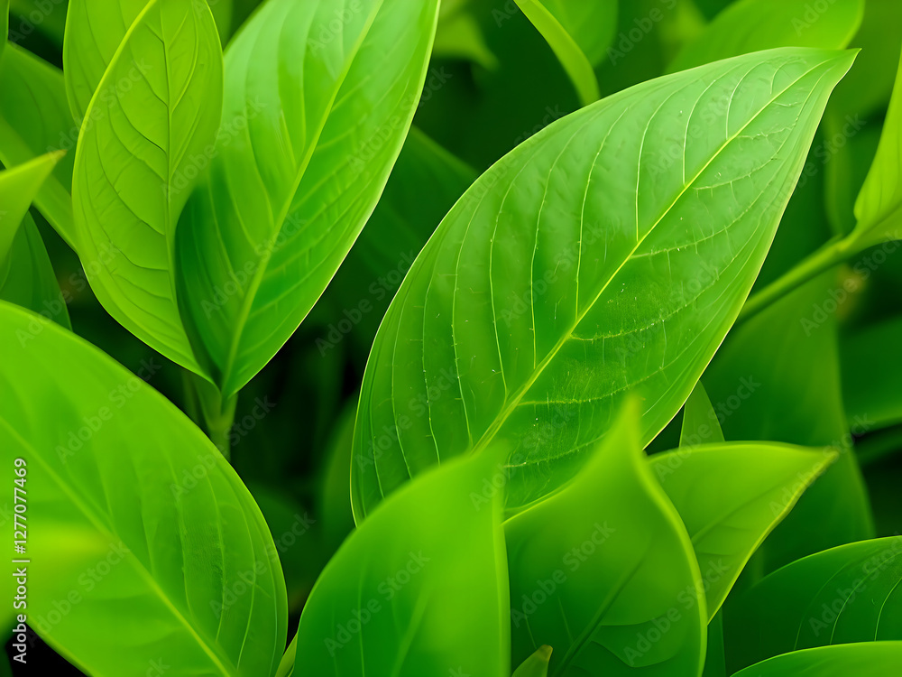 Obraz premium Nature of green leaf in garden at summer. Natural green leaves plants using as spring background cover page greenery environment ecology wallpaper