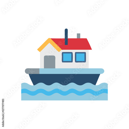  Stylized Houseboat Icon for Water Getaways