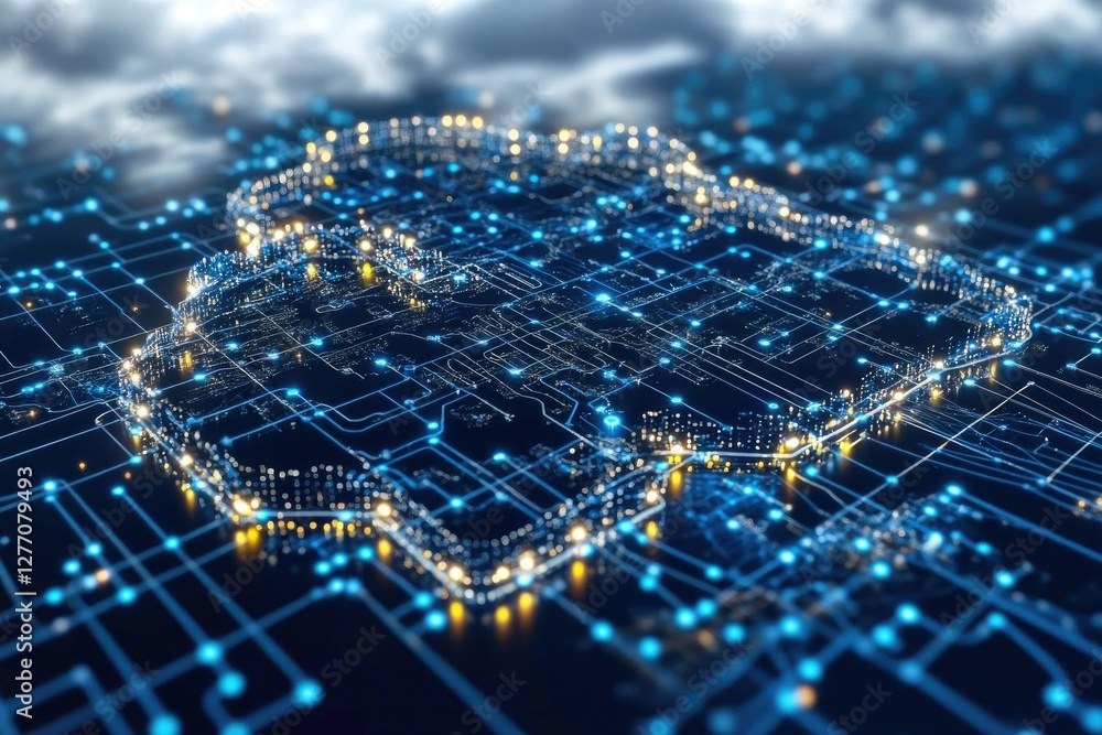 Obraz premium Smart City: Digital Networks & Future Infrastructures