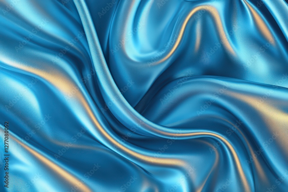 Obraz premium Vibrant blue satin fabric flowing gracefully with subtle light reflections