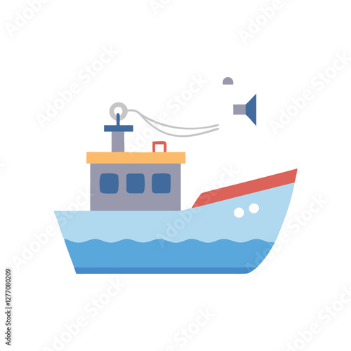 Stylized Fishing Boat Icon for Aquaculture