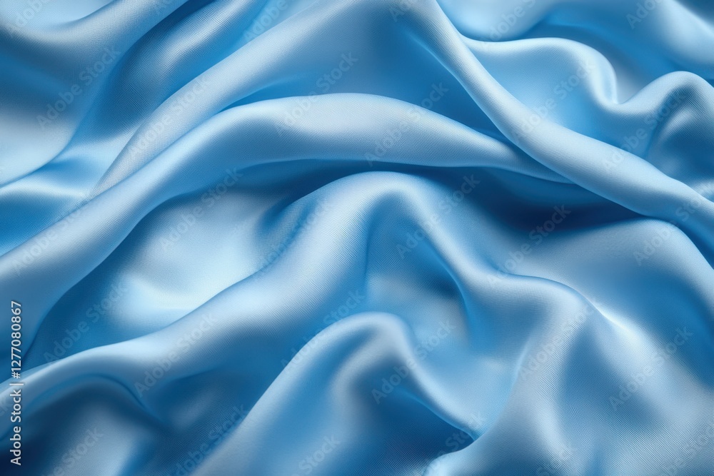Obraz premium A detailed close-up of luxurious blue silk fabric, showcasing its soft texture and vibrant color, ideal for fashion and interior design applications.