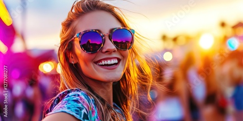 woman having fun at summer music festival