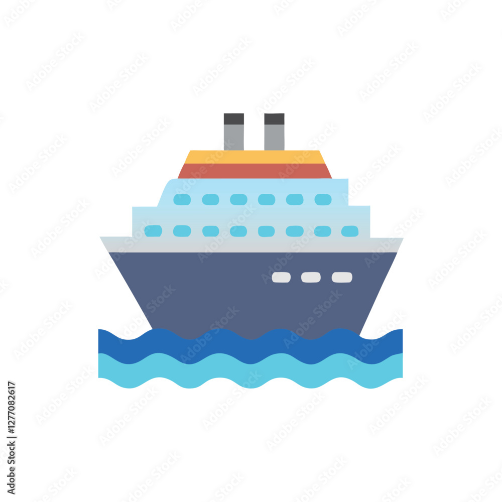 Naklejka premium Stylized Cruise Ship Icon for Leisure