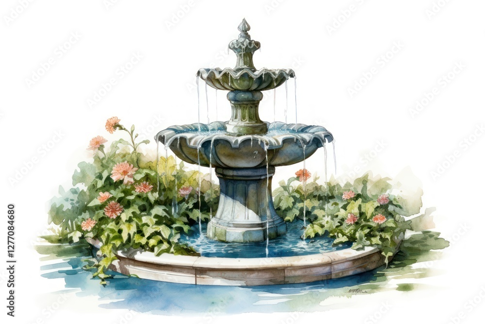 Fototapeta premium Fountain architecture flower garden.