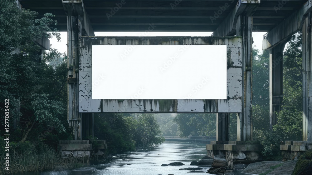 Obraz premium blank billboard under a canal river