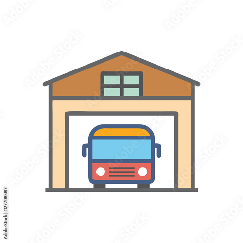  Vector Icon of Bus Depot Facility