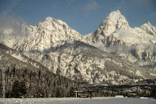 Tetons in winter; Grand Teton NP; Wyoming photo