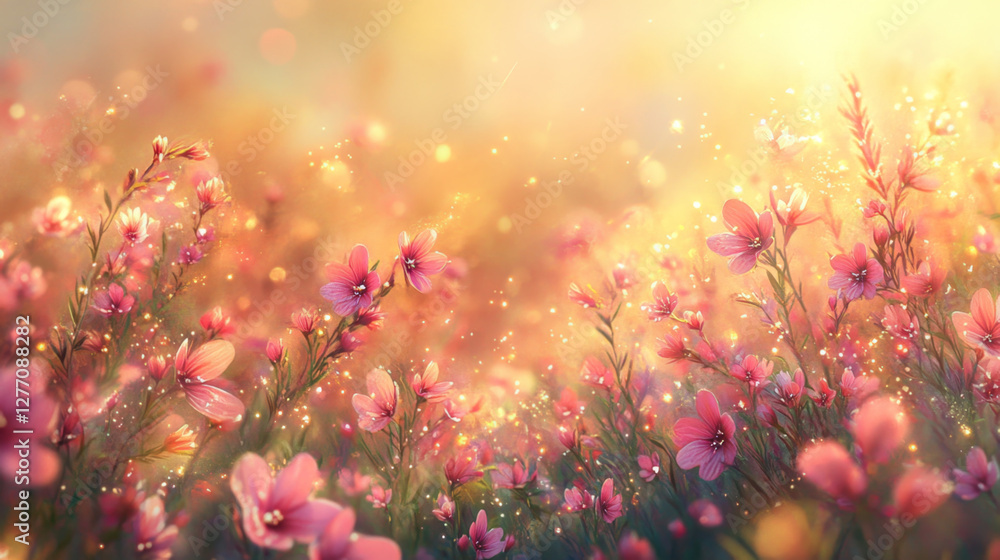 Dreamy Floral Banner with Glowing Light and Soft Bokeh Dreamy Floral Banner with Glowing Light and Soft Bokeh