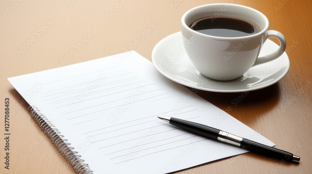 Resignation letter on a desk with a journal and coffee. Featuring career transition and clarity Resignation letter on a desk with a journal and coffee. Featuring career transition and clarity