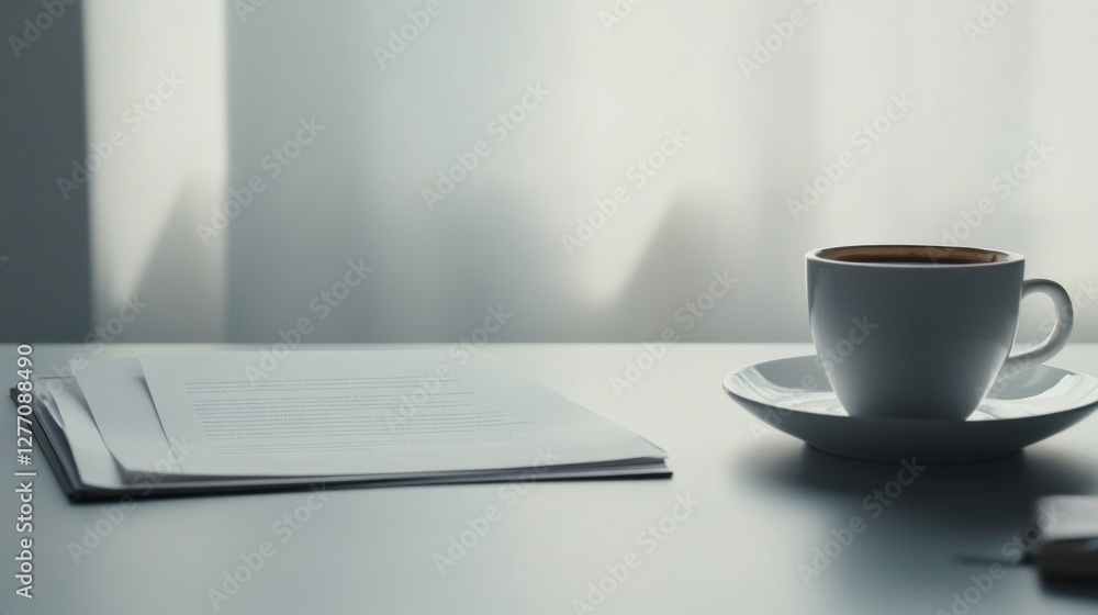 Resignation letter on a desk with a journal and cup of coffee. Featuring career change and clarity Resignation letter on a desk with a journal and cup of coffee. Featuring career change and clarity