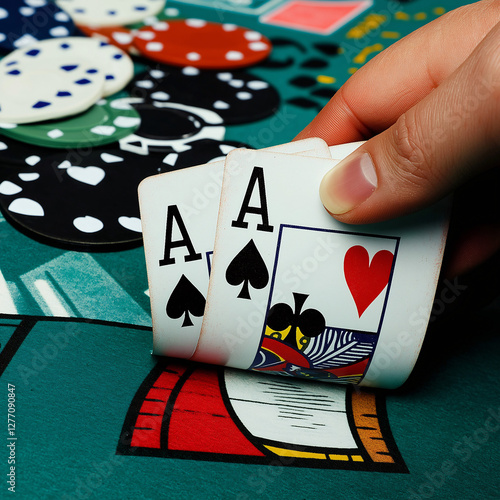 Poker Hand with Aces and Hearts