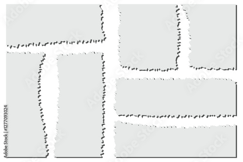 Torn paper edges, horizontally, vector. Realistic torn papers with ripped edge, space for text. Torn page banner for web, print, sale promo, advertising, presentation. orn paper effect or dirty paint.