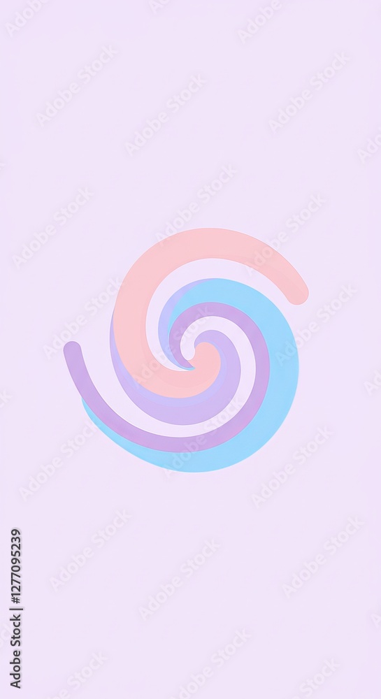 Obraz premium Pastel spiral abstract design with soft pink, purple, and blue tones