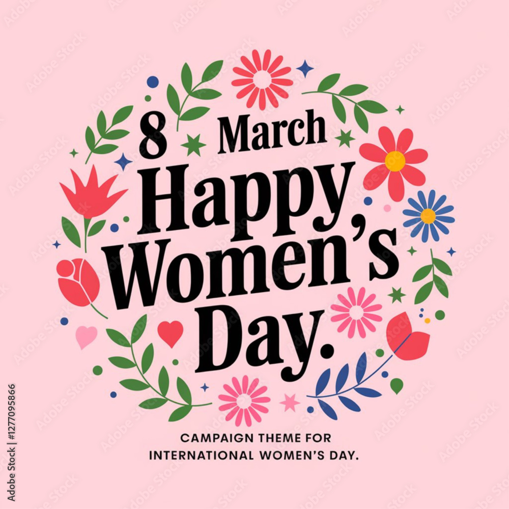 Obraz premium 8 march happy women's day. campaign theme for international women's day on white background. Vector illustration 