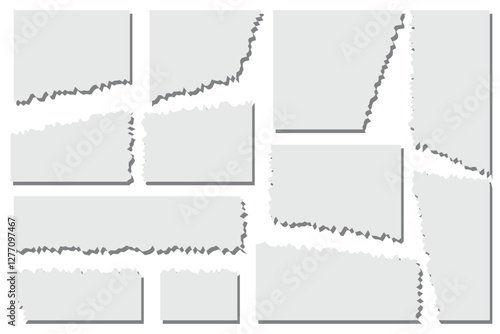 Torn paper edges, horizontally, vector. Realistic torn papers with ripped edge, space for text. Torn page banner for web, print, sale promo, advertising, presentation. orn paper effect or dirty paint.