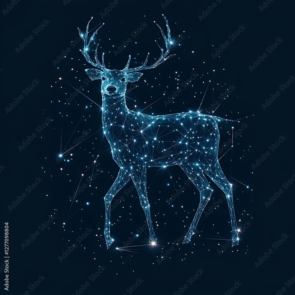 Digital abstract deer with glowing blue accents image Digital abstract deer with glowing blue accents image