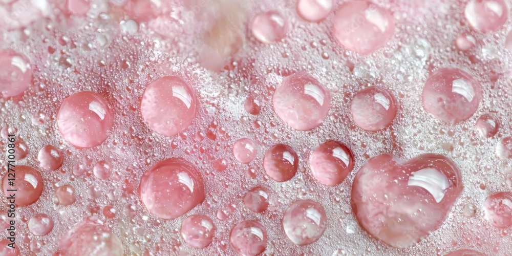 Pink Surface with Water Droplets: A Close-Up View Pink Surface with Water Droplets: A Close-Up View