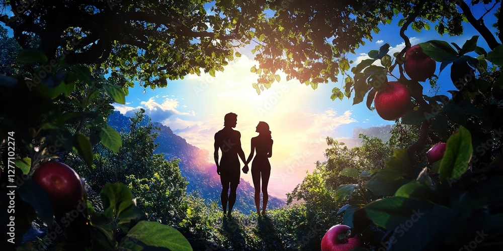 Obraz premium adam and eve in the garden of eden