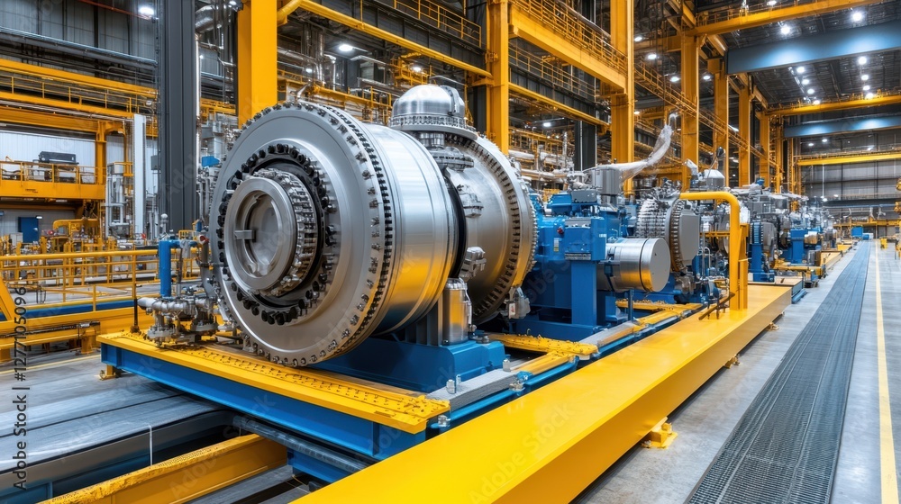 A large metal ball rests among advanced industrial machinery in a bustling factory environment, showcasing heavy-duty equipment and manufacturing processes. A large metal ball rests among advanced industrial machinery in a bustling factory environment, showcasing heavy-duty equipment and manufacturing processes.