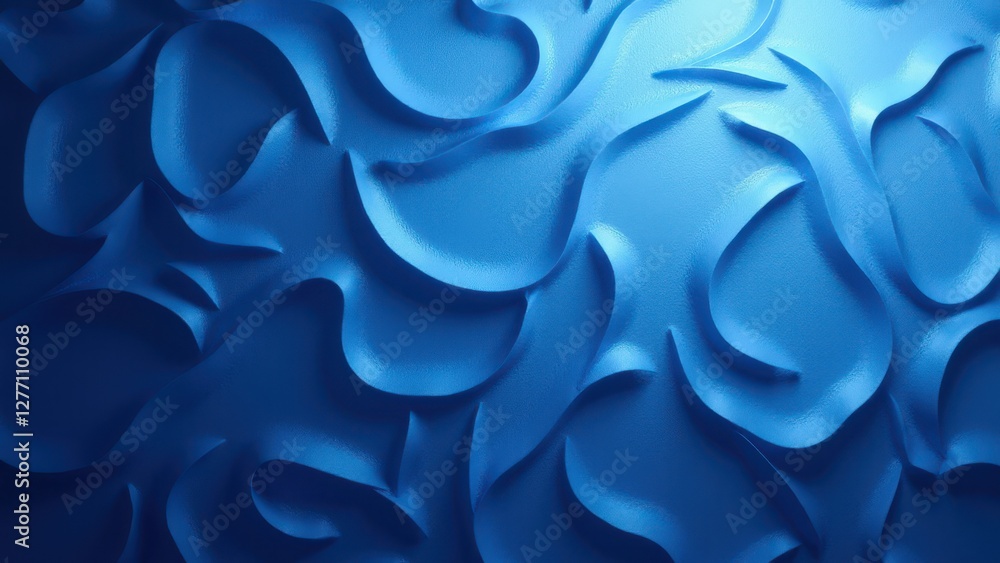 Obraz premium Metallic blue abstract texture with flowing, wavy patterns creating a dynamic and modern look.