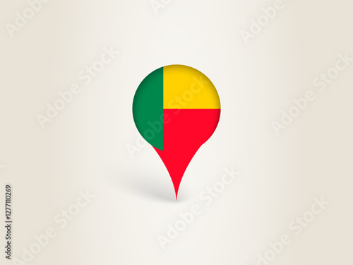 Free Download Pin Icon with Benin National Flag. - GFXLoad