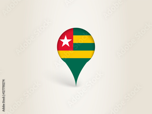 Pin Icon with Togo National Flag.